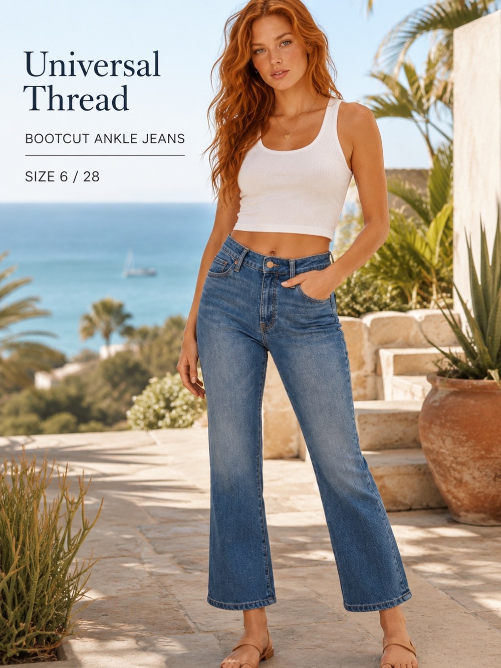 Universal Thread Bootcut Ankle Jeans Women’s Size 6 Light Wash Cropped Denim